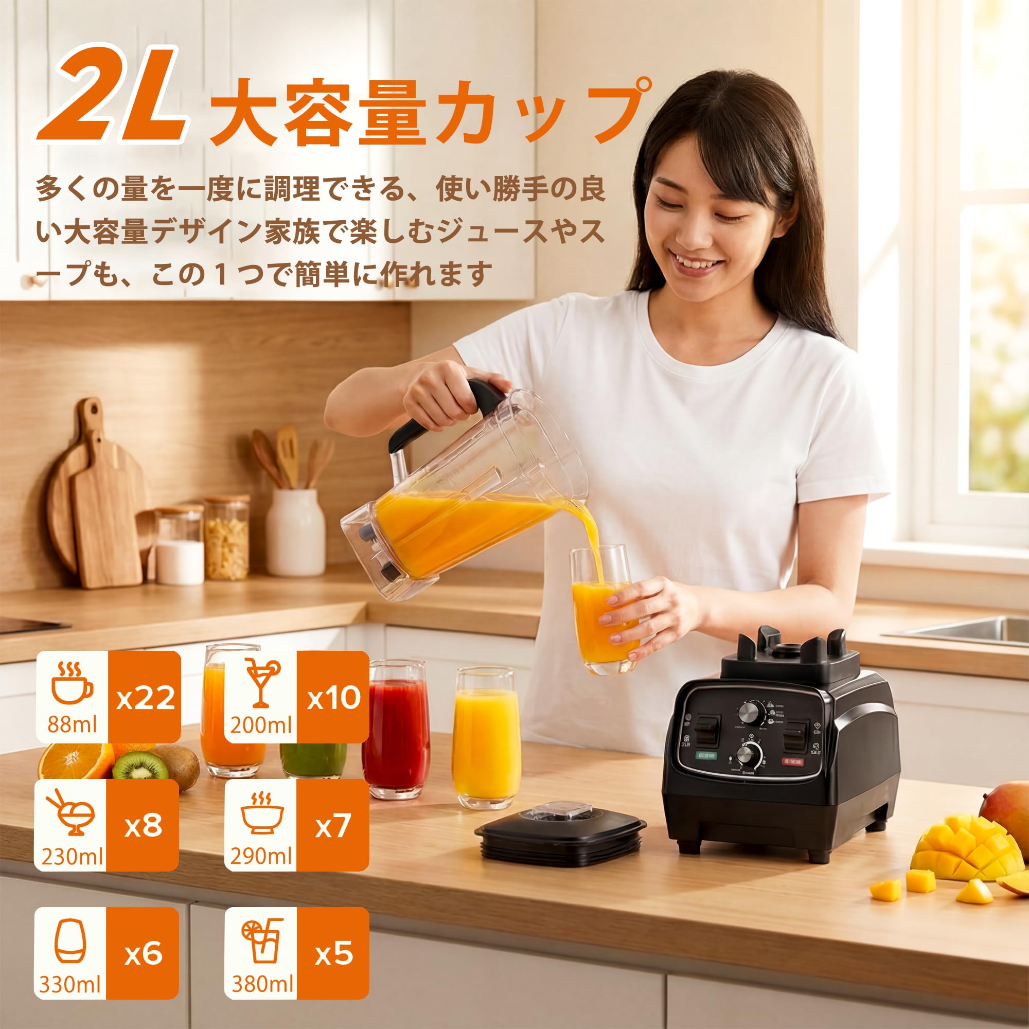 Amazon | ミキサー 業務用ミキサー 食器洗い機可 ブレンダー 2L 氷も